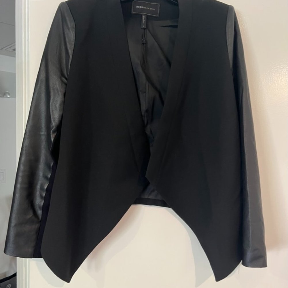 BCBG MAXAZRIA Blazer - Leather & Fabric Combo - Very Flattering Cut